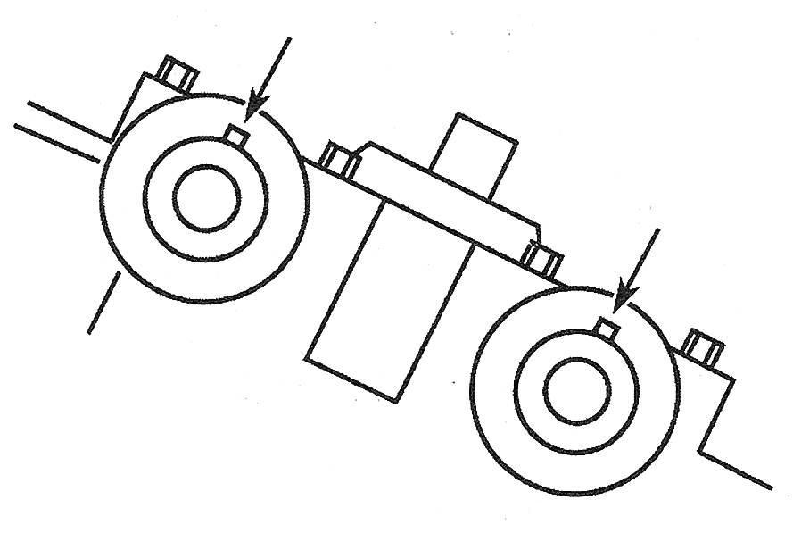 Ford Edge V6 engines_Camshafts and tappets/roller followers and lash adjusters - removal, inspection and installation_Front (left) bank camshaft timing marks (keyways) in the neutral position — 2010 and earlier engines