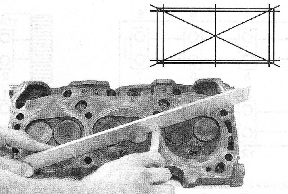 Ford Edge V6 engines_Cylinder heads - removal and installation_Check the cylinder head and block surfaces for flatness with a straightedge